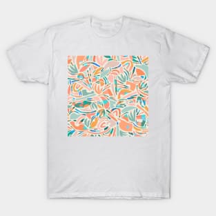 Tropical Cut-Out Shapes in Mint and Orange T-Shirt